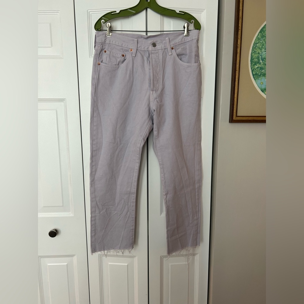 Levi's White Label Men's Lavender (Light Purple) 501 Cotton Jeans W/ Raw Hem